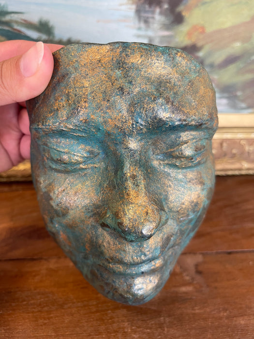 Patinated Bronze-Style Looking Ceramic Face Sculpture by Melinda,
Signed 2008