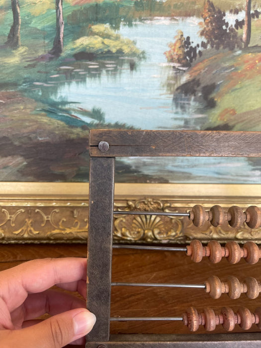 Possibly Antique Primitive Wooden Abacus - Estimated Early 20th Century Educational Counting Tool.