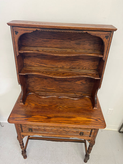 Vintage Early American Style Two Piece Hutch and Console Table.