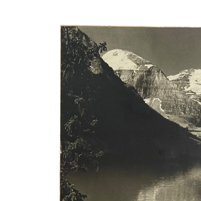 Vintage Black and White Lake Louise & Victoria Glacier Photograph, Alberta Landscape Print