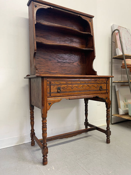 Vintage Early American Style Two Piece Hutch and Console Table.