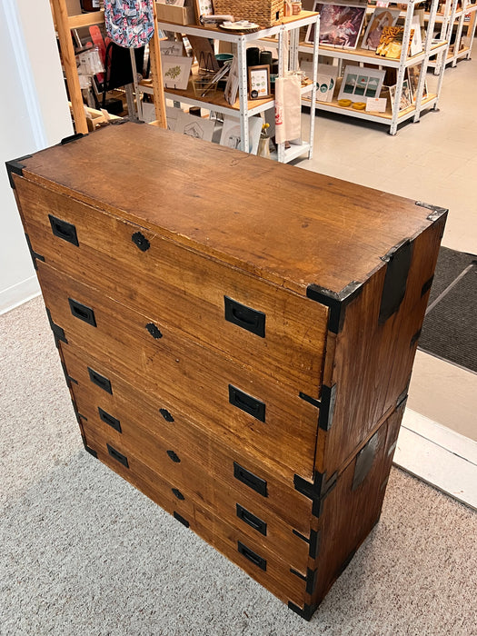 Vintage Two-Part Japanese Kimono Five Drawer Tansu Dresser from the circa 1960s Kiri Wood