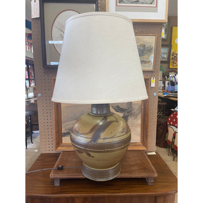 Vintage Studio Pottery Ceramic Lamp with Shade