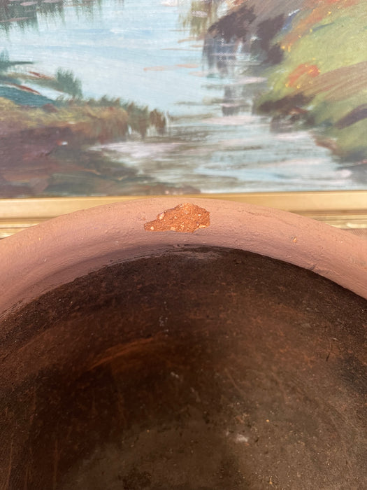 Hand-Painted Terracotta Desert Landscape Pot Marked "Mexico"