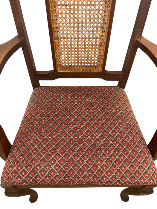 Vintage Queen Anne Style Cane Back Chair with Cabriole Style Legs