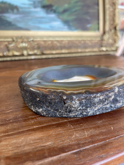 Polished Likely Agate Slice Bowl with Natural Banding