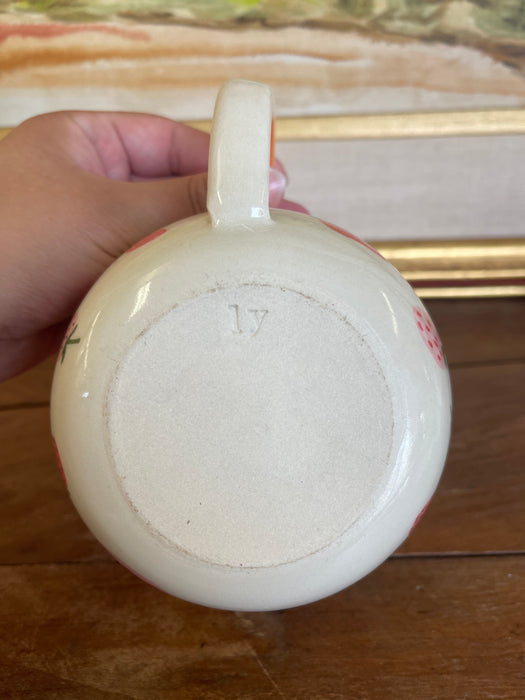 Handmade Wheel-Thrown Ceramic Strawberry Mug with Peach Glaze Interior