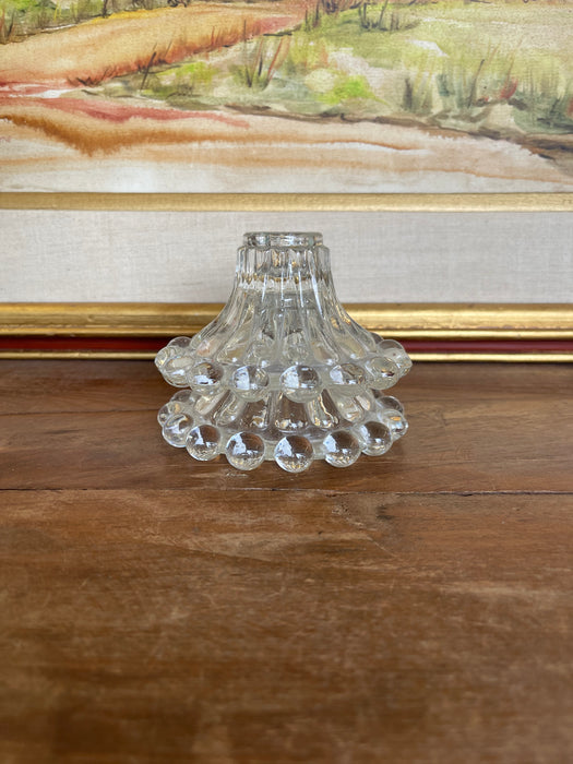 Vintage Pressed Glass Candle Holders with Hobnail Edge, Set of Two