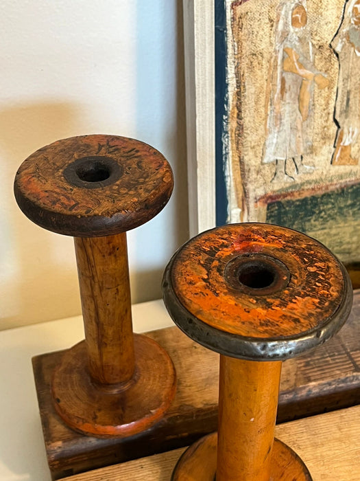 pair of vintage wooden spools ( Online Purchase Only )