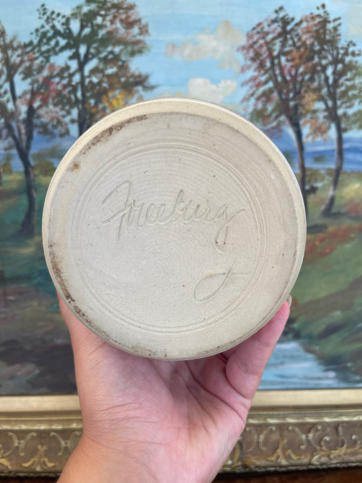 Signed Studio Pottery Stoneware Vessel by Freeburg with Embossed Medallion