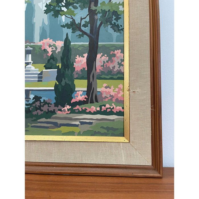 Pair of Vintage Framed and Signed Original Painting of Garden Scapes.