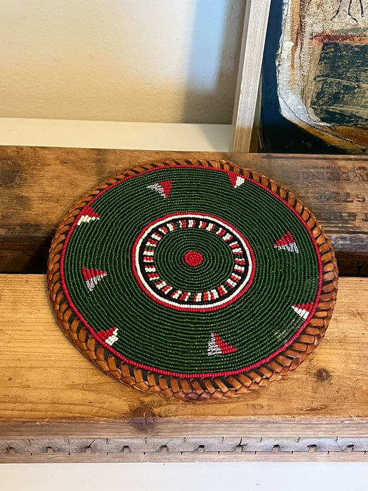 Vintage Woven Beaded placement coaster Decor.