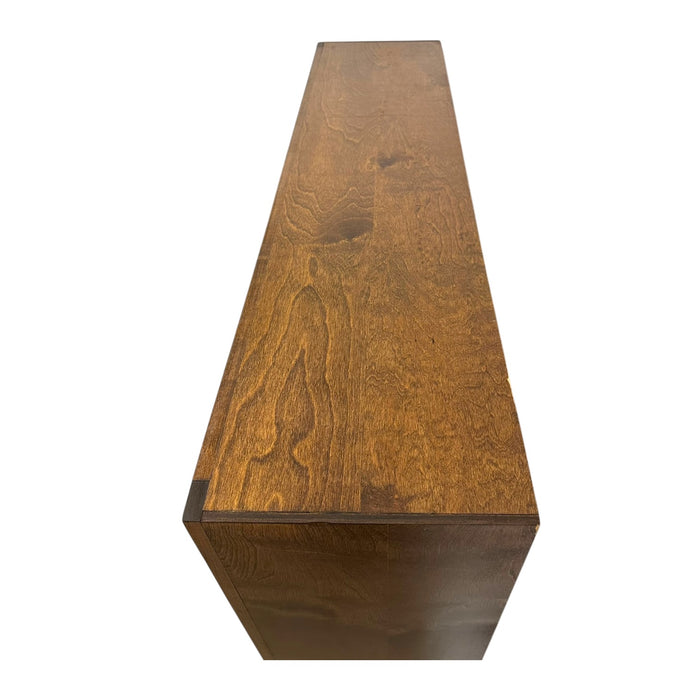 Vintage Mid Century Modern Stained Wood Adjustable Book Shelf.