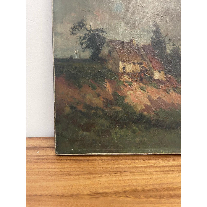 Vintage Signed Original Landscape Artwork on Canvas. Imported From Paris.