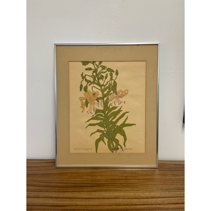 Vintage Original Signed and Framed Artwork Titled, "Tiger Lily"