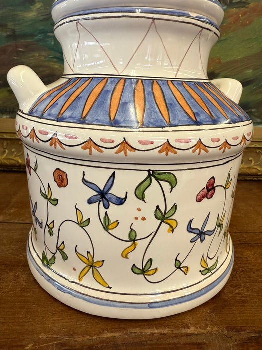 signed Brazilian vintage ceramic floral jar folk style storage(Available by online purchase only)