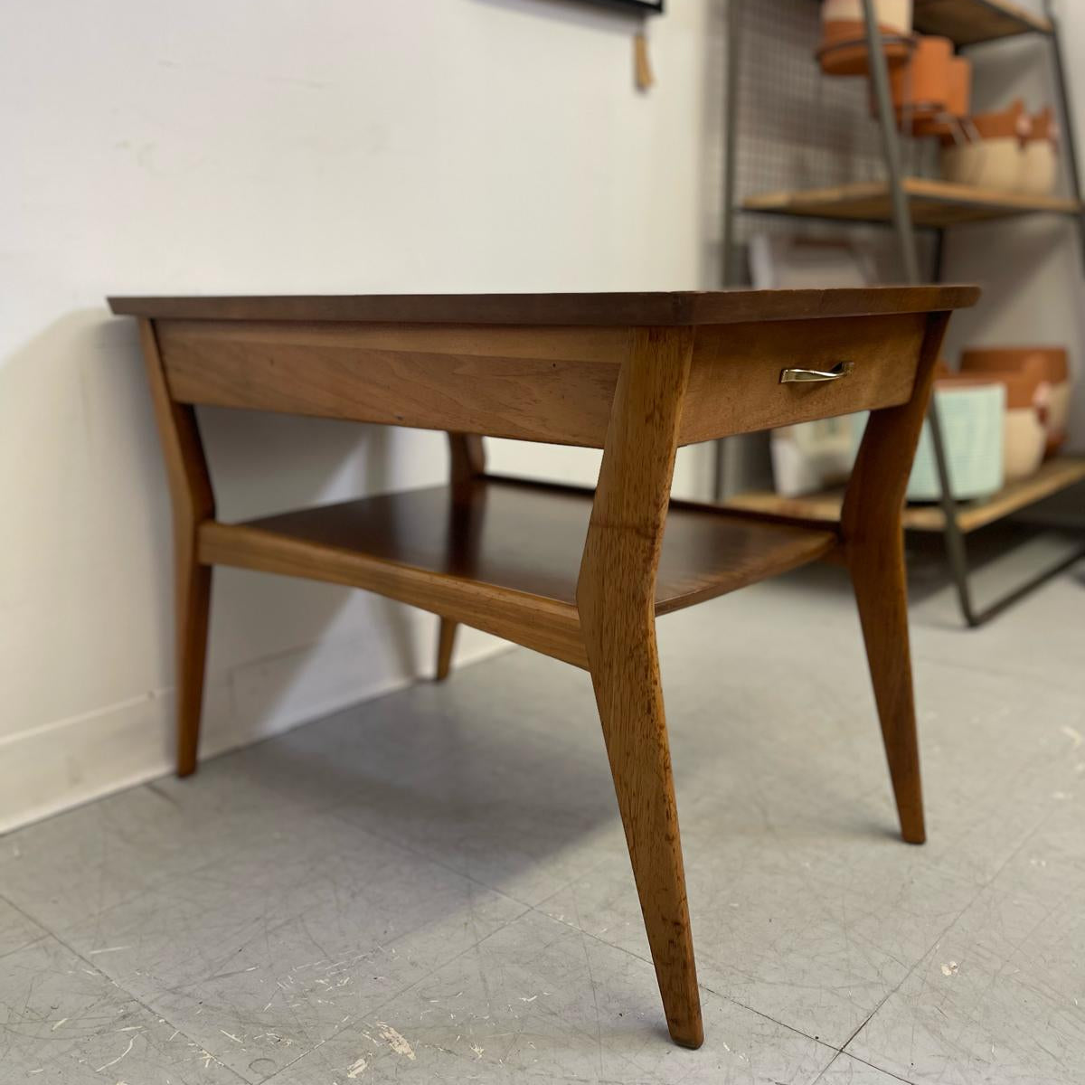 Mid century end table with drawer sales