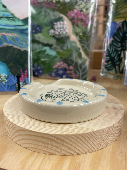 Original Wheel Thrown Hand Painted Ceramic Doodle Spoon Rest