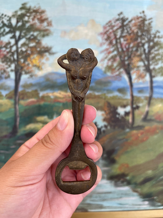 Vintage Likely Cast Iron Figural Nude Double Woman Bottle Opener