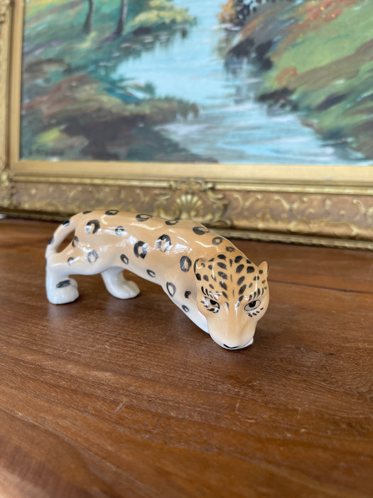 Vintage Erphila Germany Porcelain Leopard Figurine with Hand-Painted Details