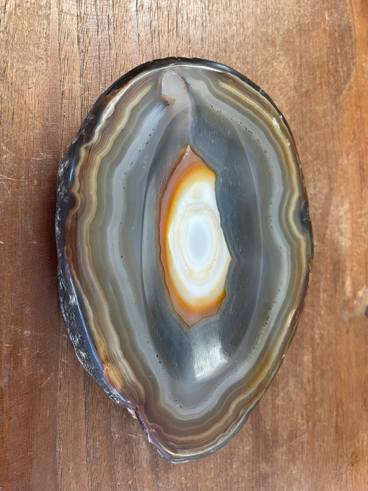 Polished Likely Agate Slice Bowl with Natural Banding