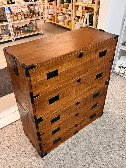 Vintage Two-Part Japanese Kimono Five Drawer Tansu Dresser from the circa 1960s Kiri Wood