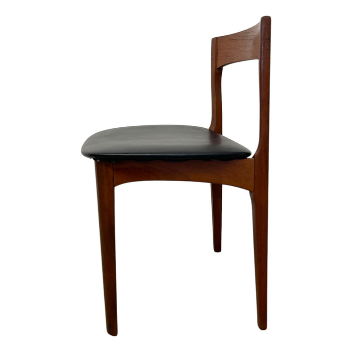 Mid-Century Modern Teak Dining Chairs UK Import – Set of 4 Danish Modern Style Black Vinyl Side Chairs