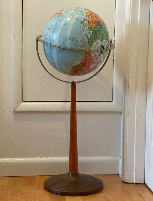 Vintage Mid Century Modern Globe Stand Decor Retro Wood Petal Map World Seattle Deco(Online purchase only)