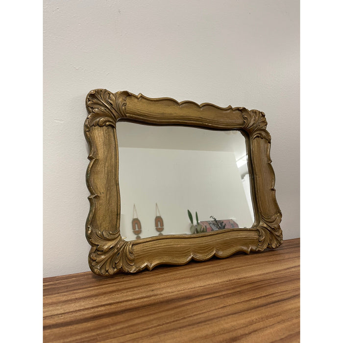 Vintage Carved Wood Framed Wall Mirror with Ornate Detailing