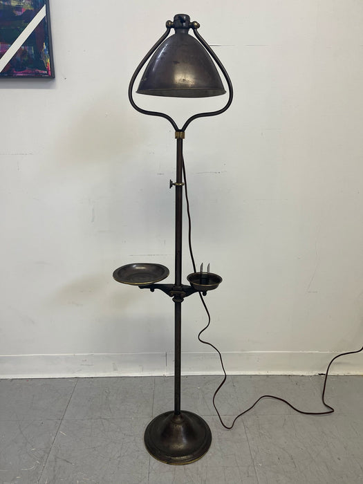 Vintage Floor Lamp With Attached Astray and Match Holder