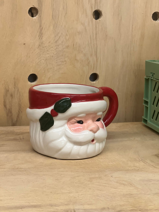 Handmade  Christmas Ceramic Santa Coffee Mug or Cup Food Safe and Candle Safe - Handcrafted Handpainted Pottery 10oz