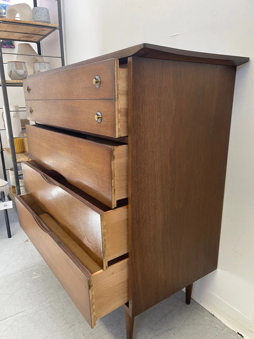 Vintage Mid Century Modern Solid Walnut 4-Drawer and 9-Drawer Dresser Set Dovetailed Drawers by Bassett Furniture