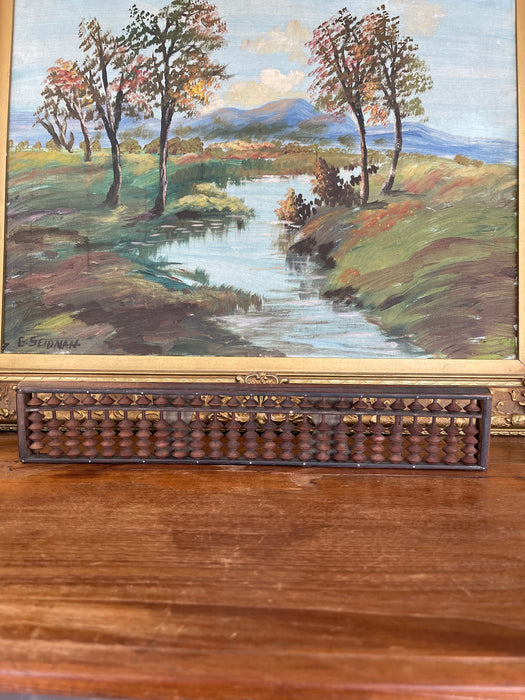 Likely Antique Japanese Abacus with Wood Frame and Patinaed Beads