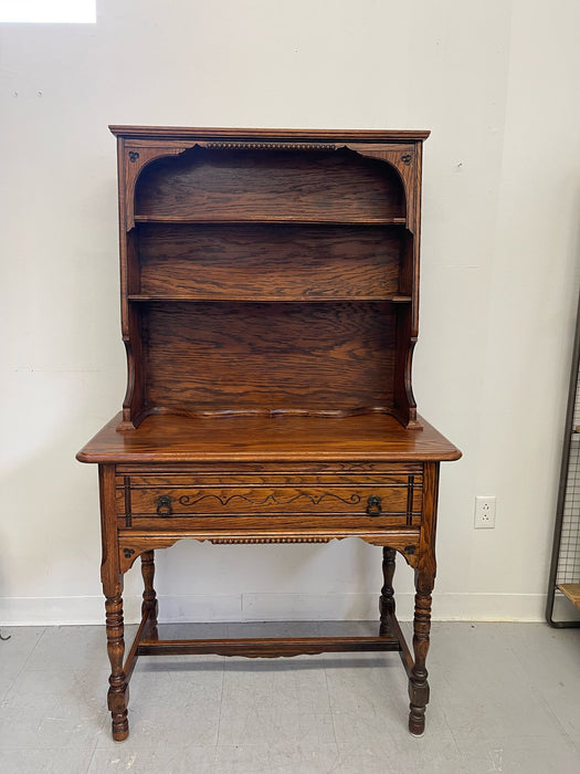 Vintage Early American Style Two Piece Hutch and Console Table.