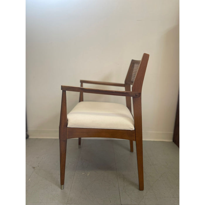 Vintage Mid Century Modern Chair With Rattan Backing