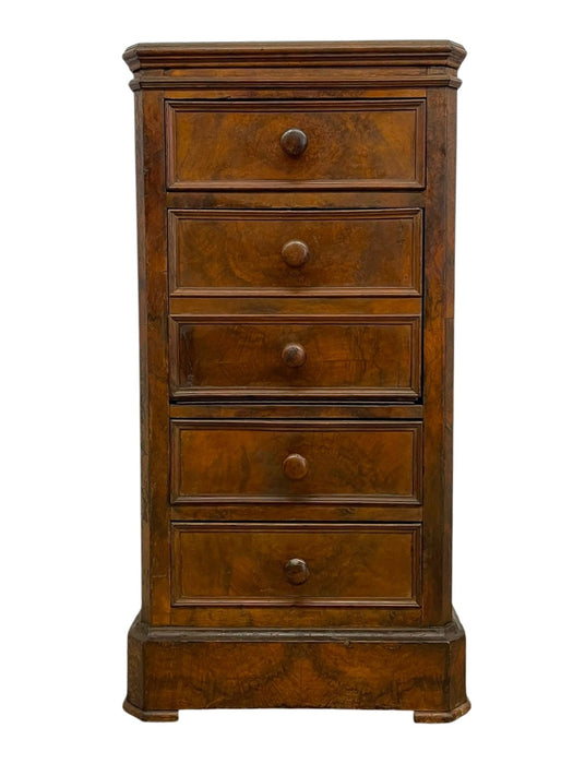 Antique Style Marble Top Bedside Chest with Drop Front Cabinet