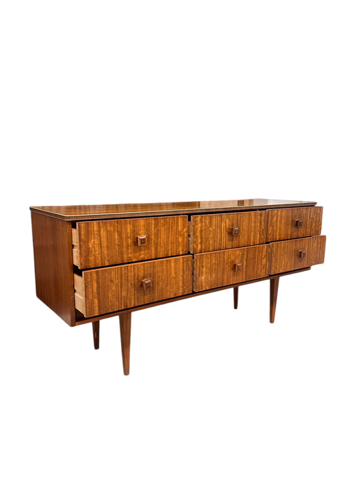 Vintage Mid Century Modern Figured Wood TV Media Console or Credenza or Accent Storage Cabinet UK Import