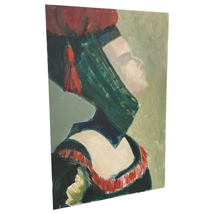 Portrait of a Woman from the Medieval age by Olga Prell Abstract Painting on Board.