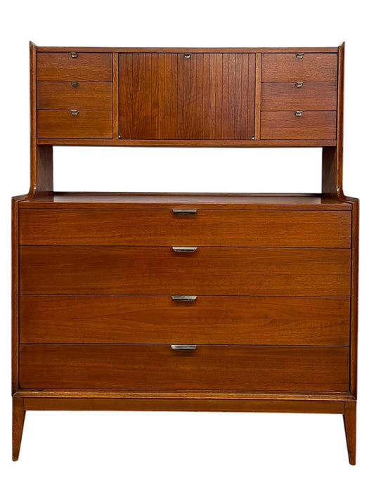 Vintage Cavalier Mid Century Modern Highboy Dresser Cabinet.