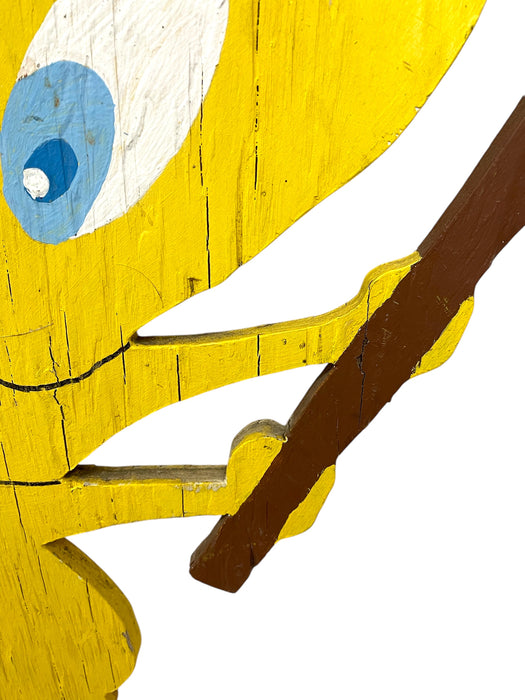 Vintage Hand-Painted Tweety Bird Wooden Cutout Sign with Mallet