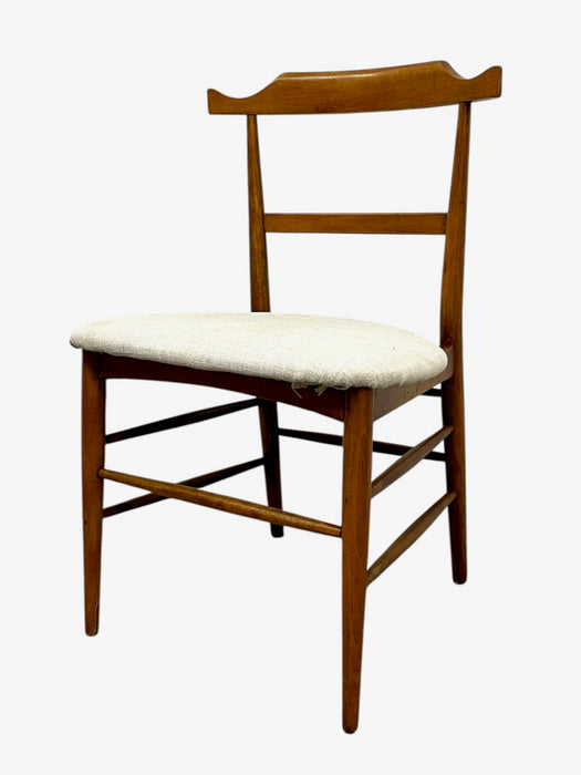 Vintage Mid-Century Modern Dining Chair in the Style of Milo Baughman - Upholstered Seat & Sculpted Wood Back