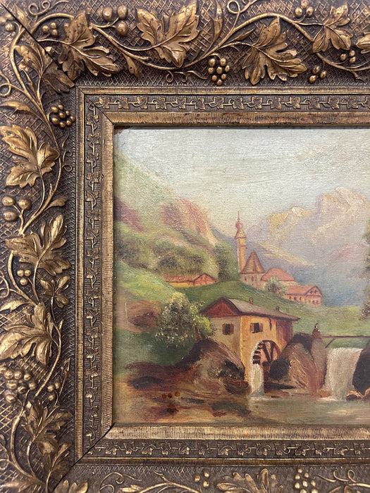 Vintage Original Landscape Painting in Ornate Frame.