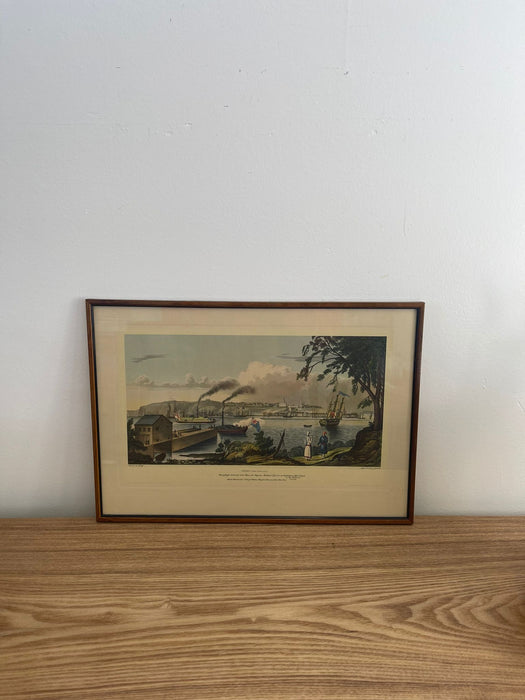 Vintage Framed Scenic Print of Quebec From Point by J Gray