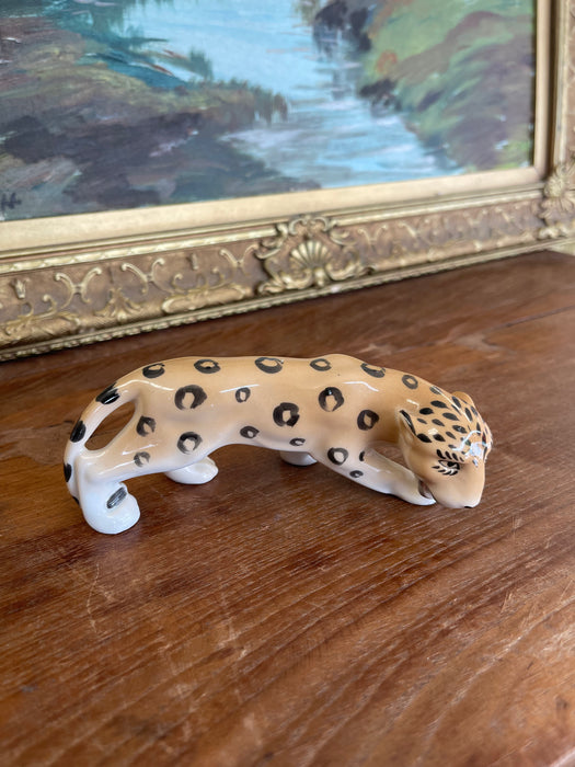 Vintage Erphila Germany Porcelain Leopard Figurine with Hand-Painted Details