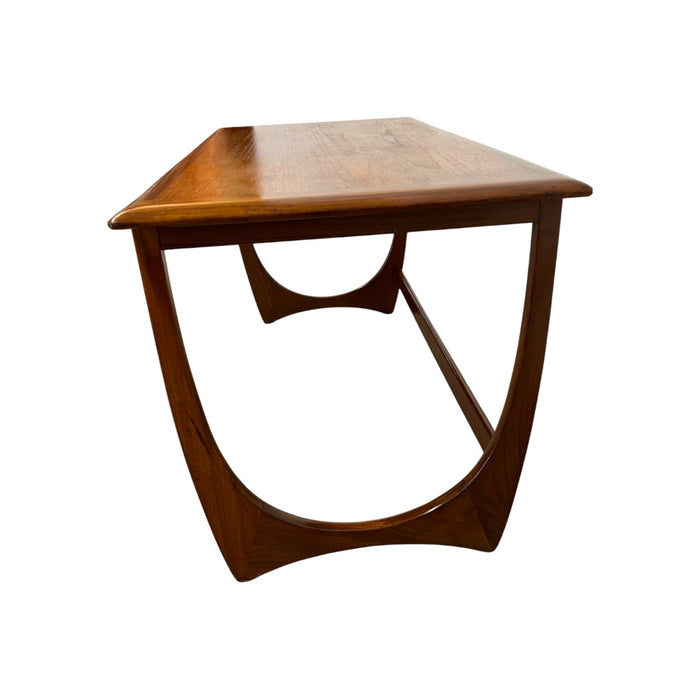 Mid-Century Modern Sculptural Walnut Coffee Table – Vintage MCM Crescent U-Base Low Table