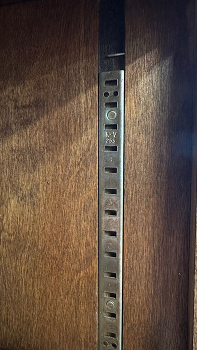 Vintage Mid Century Modern Stained Wood Adjustable Book Shelf.