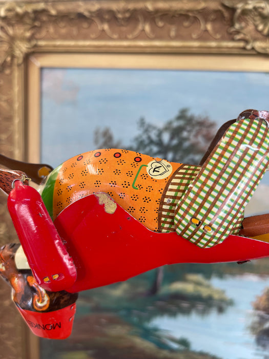 Vintage Mid-Century Tin Acrobat Monkey Toy MS218 Made in China