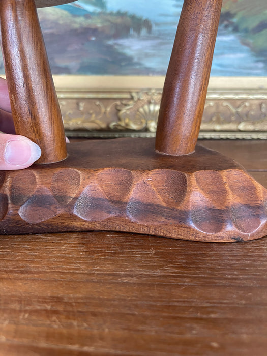 Vintage Mid-Century Hand-Carved Monkey Pod Wood Mushroom Sculpture by Leilani, Made in Philippines.