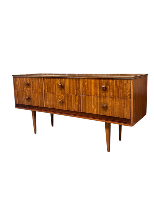 Vintage Mid Century Modern Figured Wood TV Media Console or Credenza or Accent Storage Cabinet UK Import