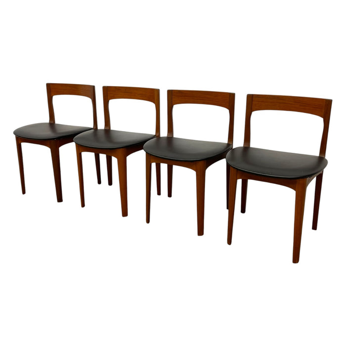 Mid-Century Modern Teak Dining Chairs UK Import – Set of 4 Danish Modern Style Black Vinyl Side Chairs